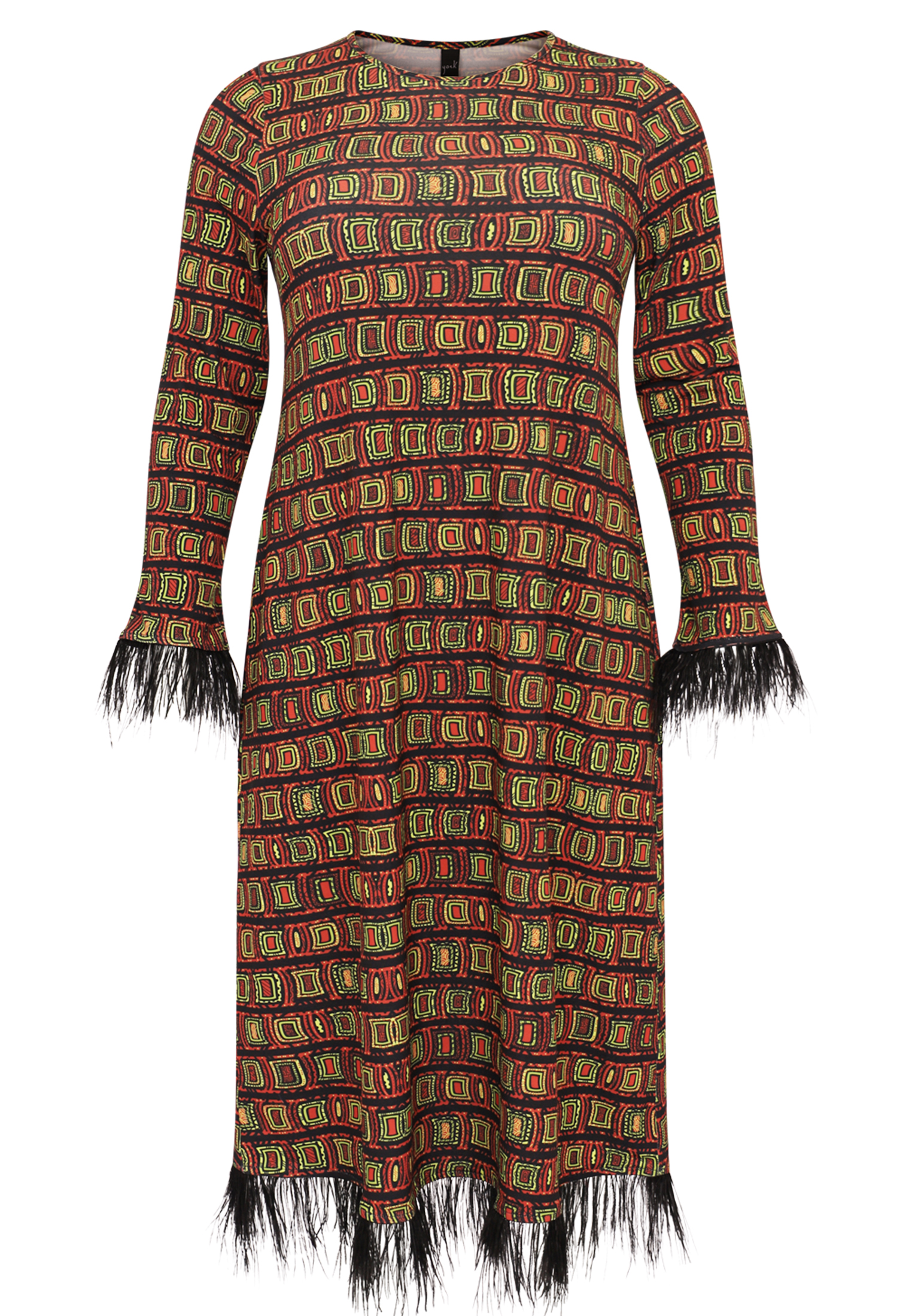 Yoek | Robe INFINITY avec bordure en plumes