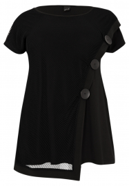 Yoek | T-shirt asymmetric buttons DOLCE - black indigo