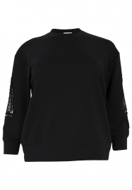 Yoek | Sweatshirt lace sleeves - black 
