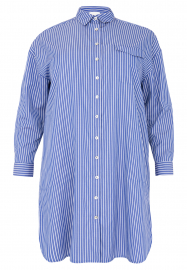 Dress blouse buttoned SMALL STRIPE - blue