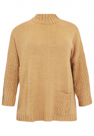 Yoek | Pullover with cable knit - brown