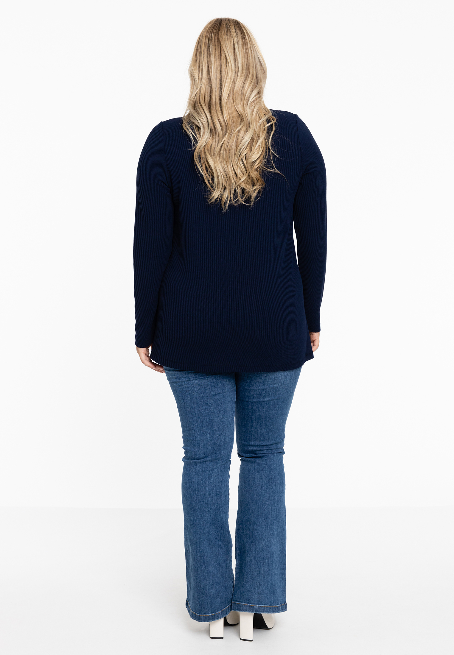 Shirt A-line DIAGONAL - ecru black blue