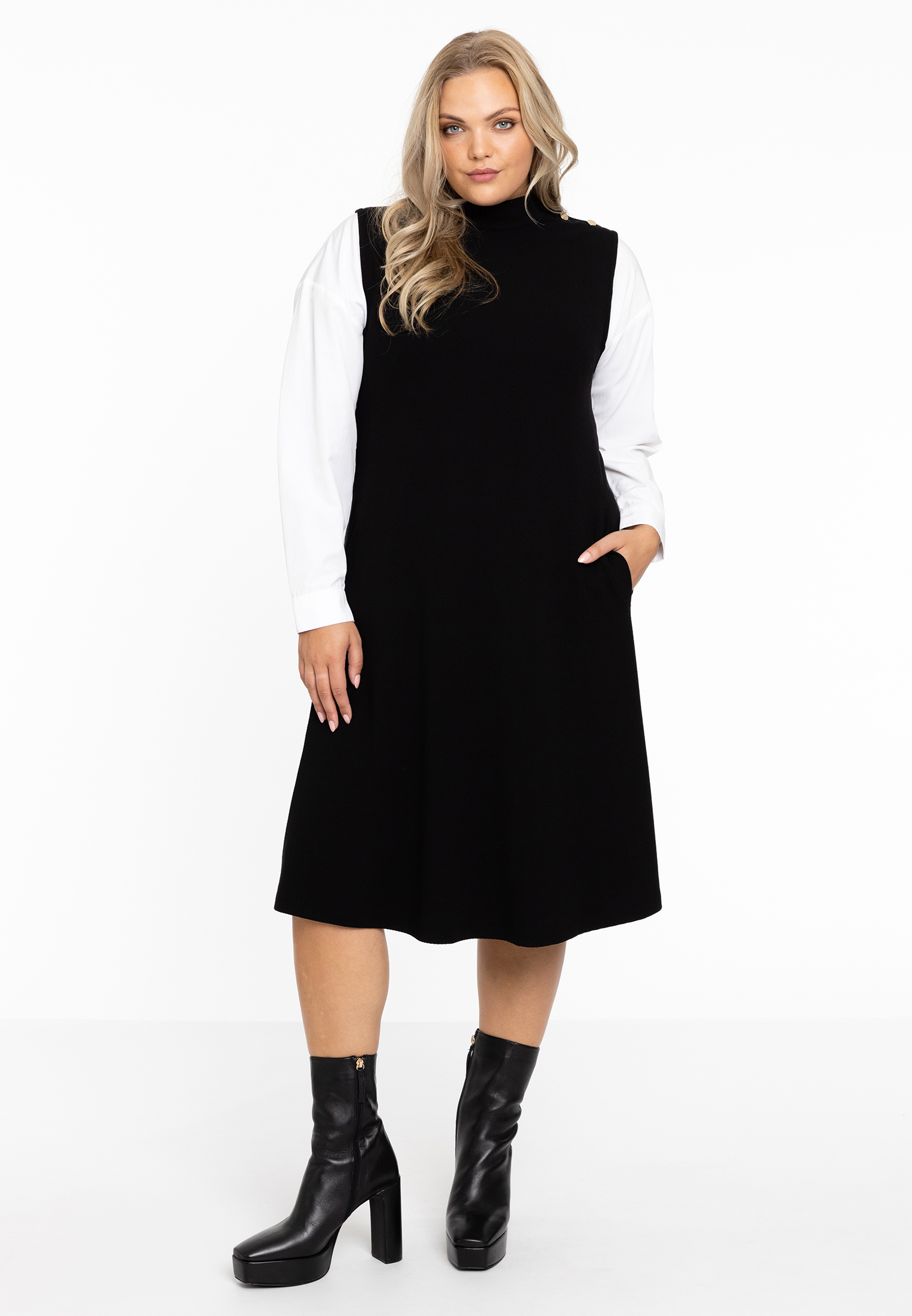 Dress A-line sleeveless DIAGONAL - black blue