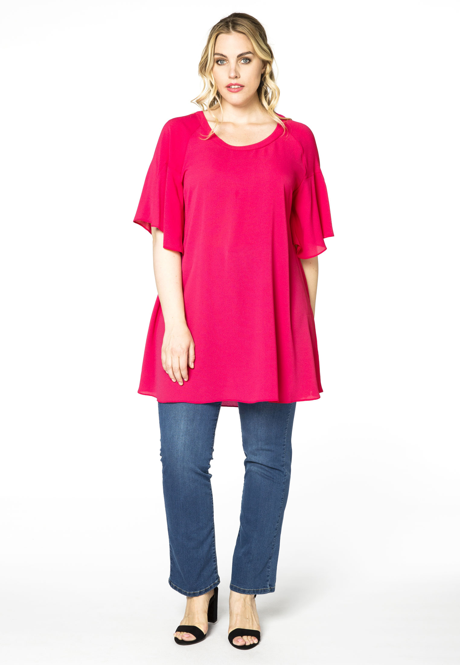 Tunic wide frilled sleeve BUBBLE - pink
