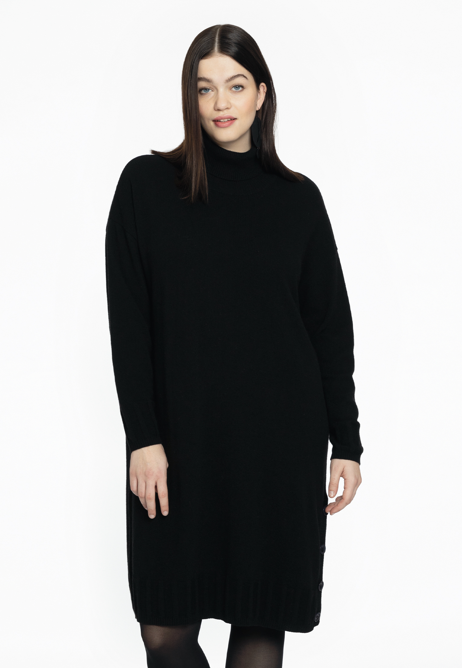Dress high neck knitted - black 
