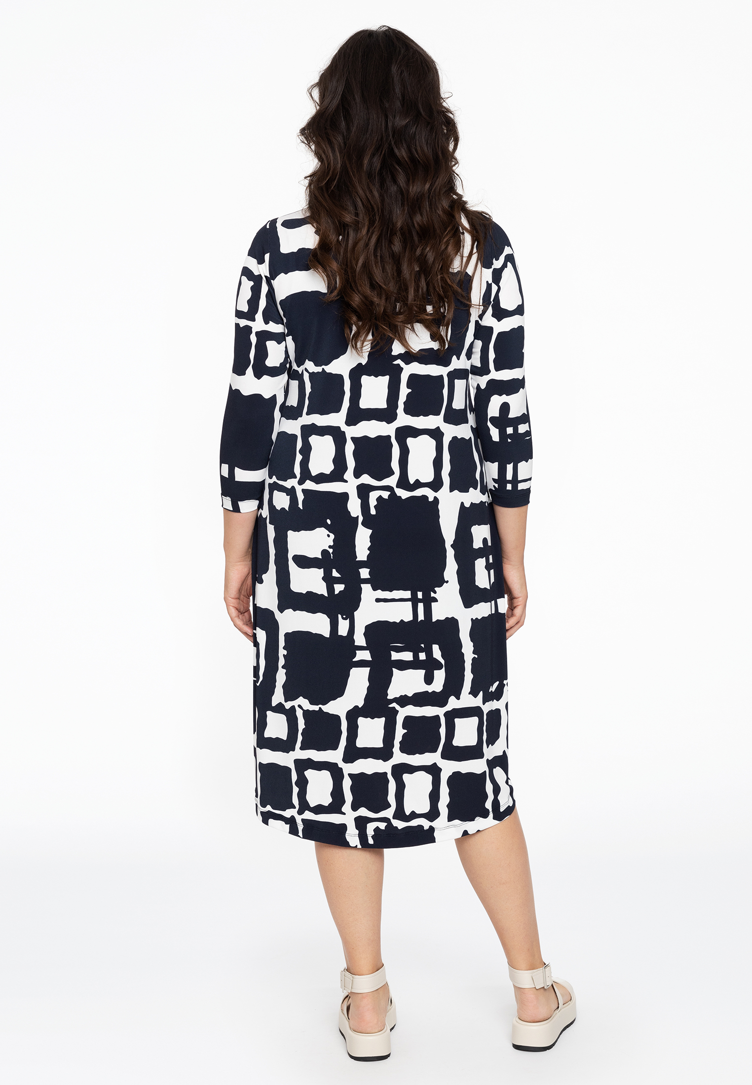 Dress button midi ABSTRACT - blue