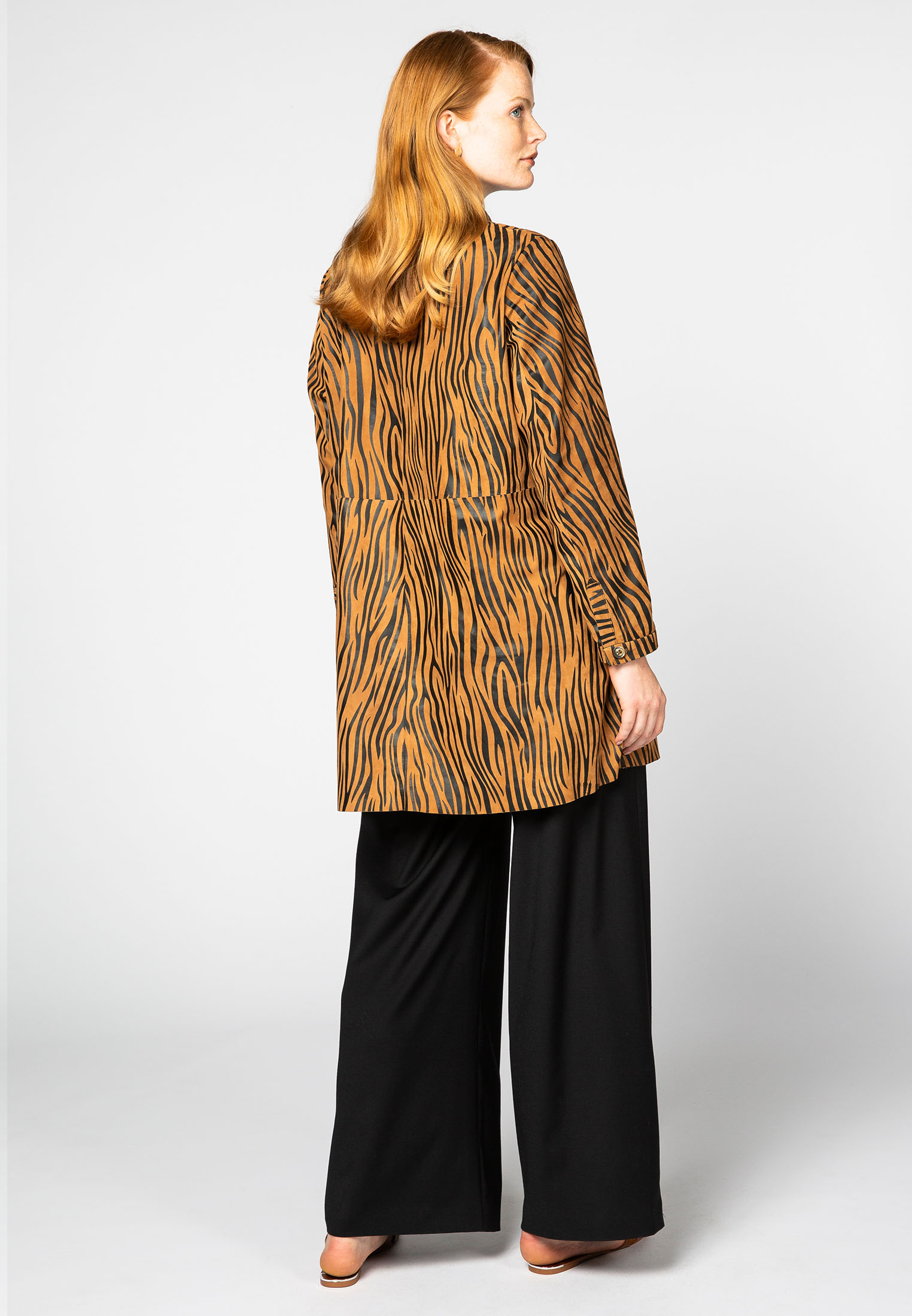 Blouse A-line tiger LEATHER - brown