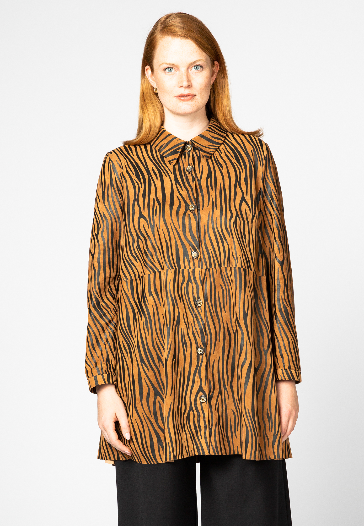 Blouse A-line tiger LEATHER - brown