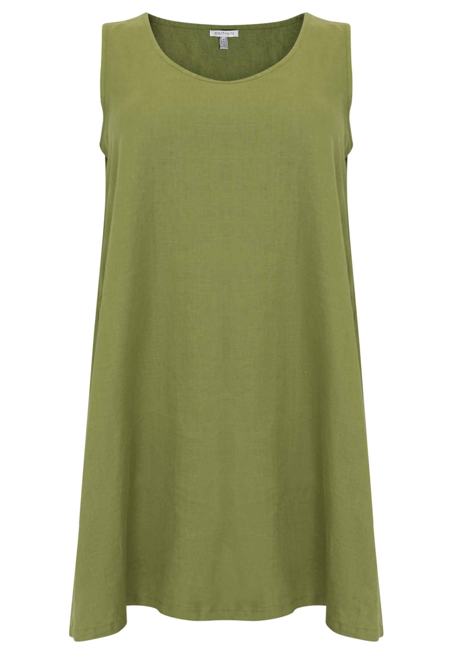 Tunic A-line sleeveless LINEN - white green 