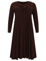 Midi-dress frilled V-neck DOLCE - black brown